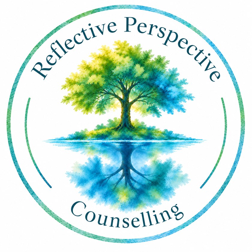 Reflective Perspective Counselling logo: a tree reflected in still water